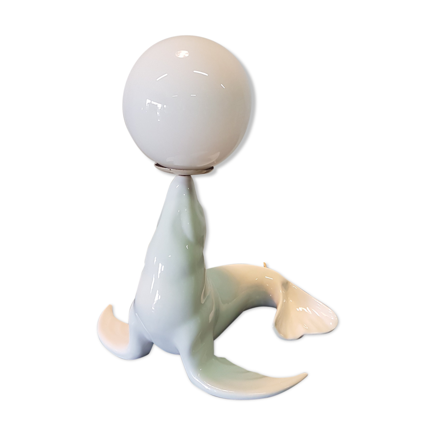 Ceramic sea lion table lamp, Italy 1970s