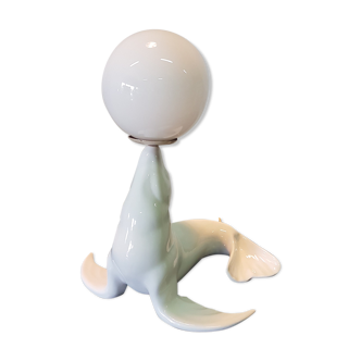 Ceramic sea lion table lamp, Italy 1970s