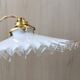 Pair of vintage white opaline pendant lamps and transparent serrated edges