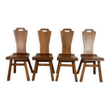 4 x Mid-century brutalist dining chairs, Belgium / 1970s