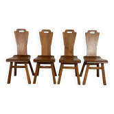4 x Mid-century brutalist dining chairs, Belgium / 1970s