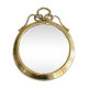 Large decorative oval mirror in brass adorned with a significant twisted bow.