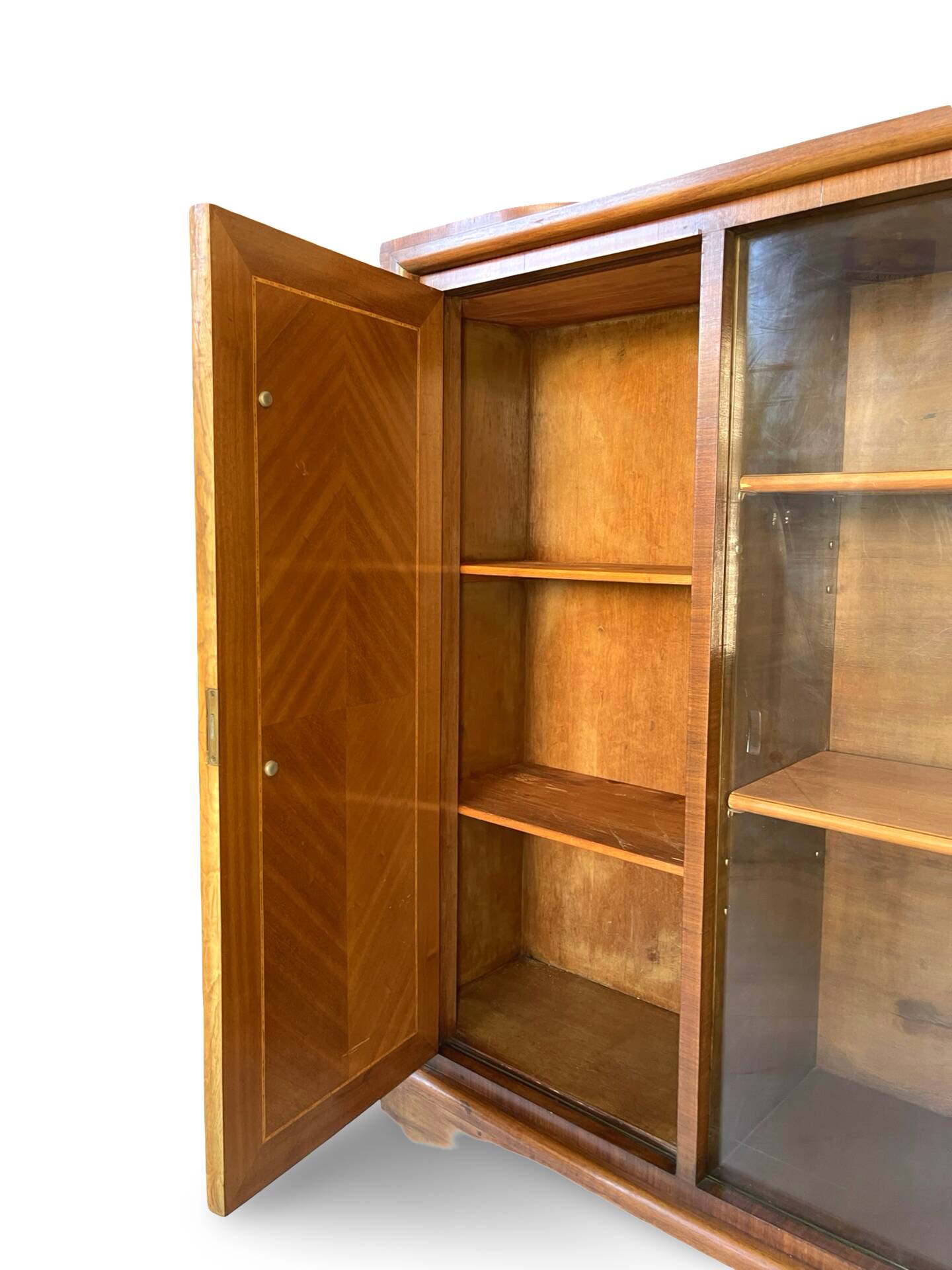 Striking Art Deco birch wood sideboard