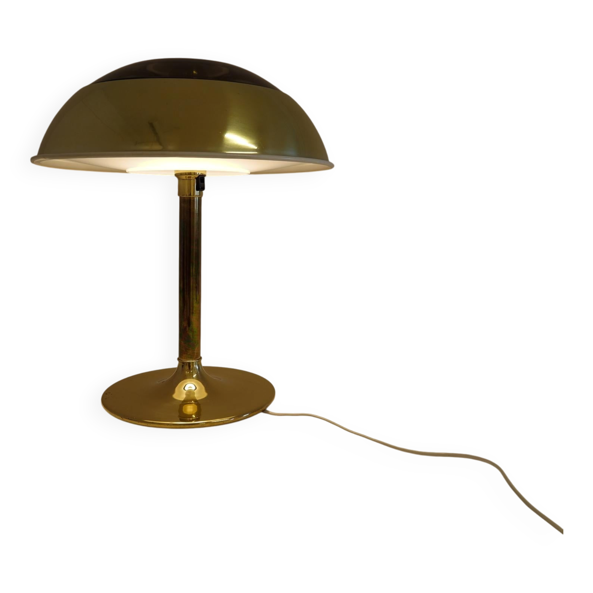 Large Space Age table lamp in brass by Fagerhults, Sweden, 1970s.