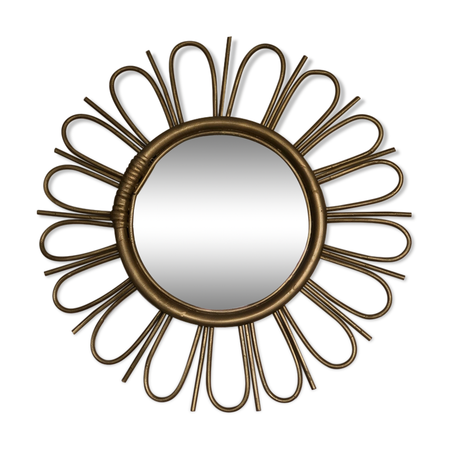 Golden rattan sun mirror 50cm