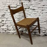 Chaise en bois et corde vintage