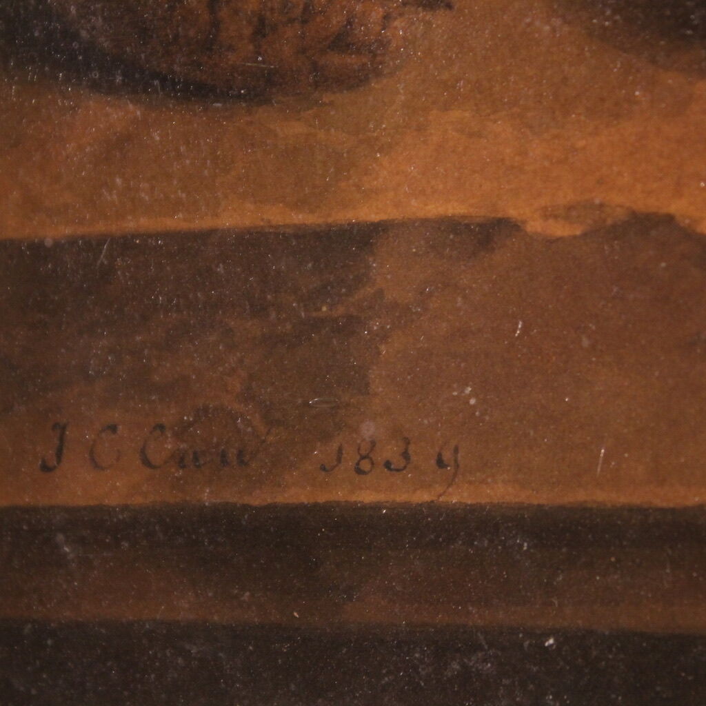 Still life on paper signed and dated 1839