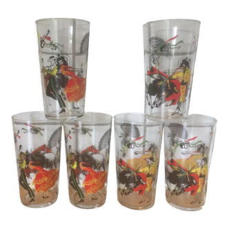 6 verres orangeade eau sangria, espagne corrida flamenco