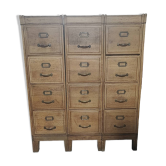 Old oak filing cabinet with drawers