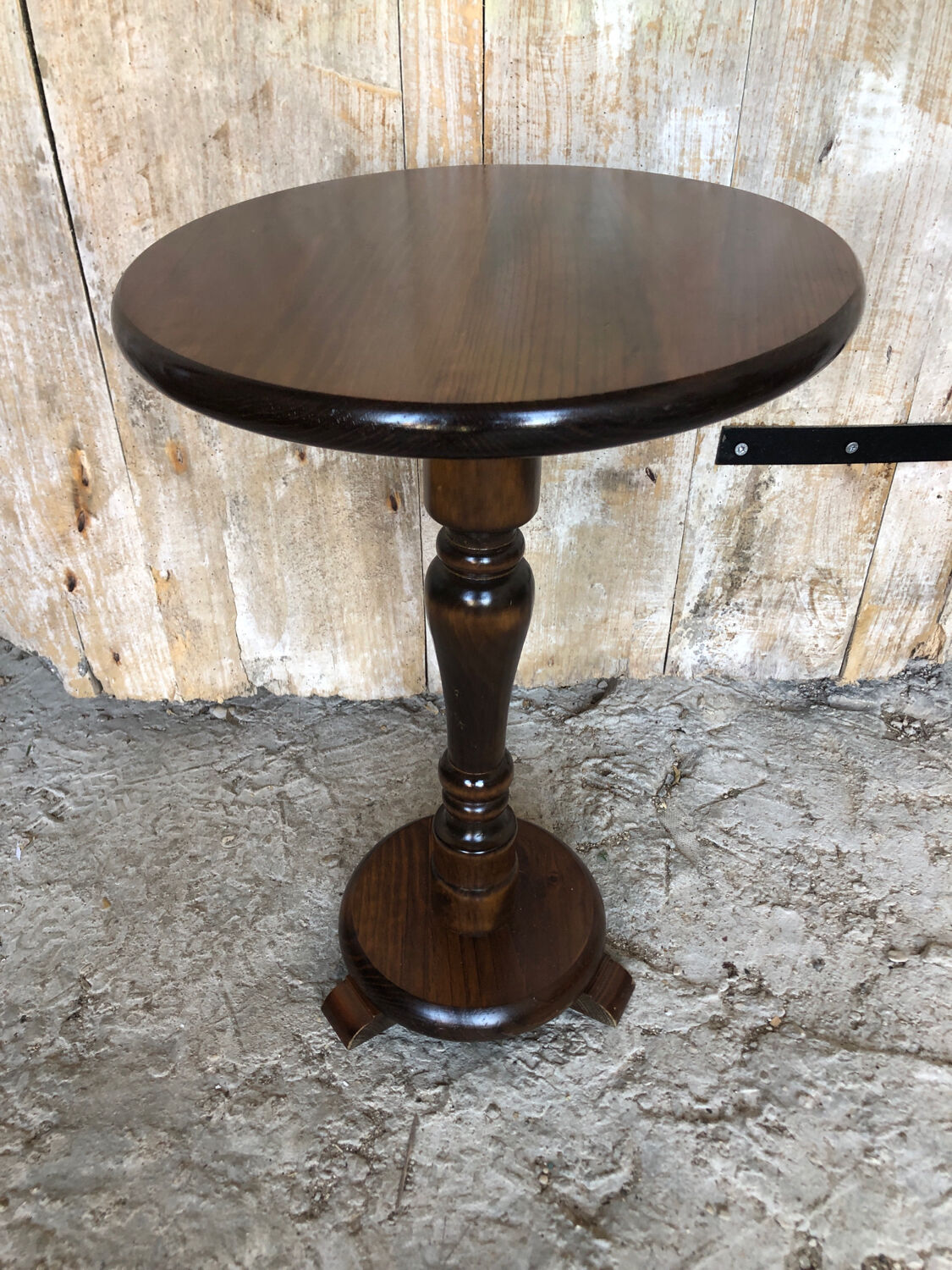 Fifth wheel side table vintage round wood