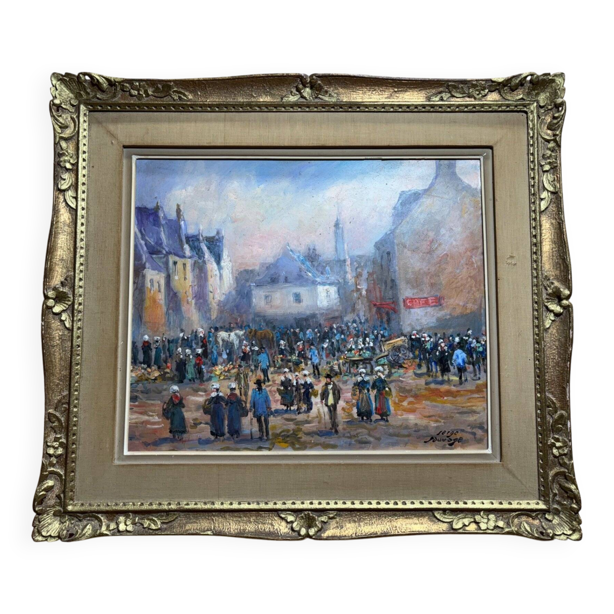 Huile de Serge Sauvage , Marché breton