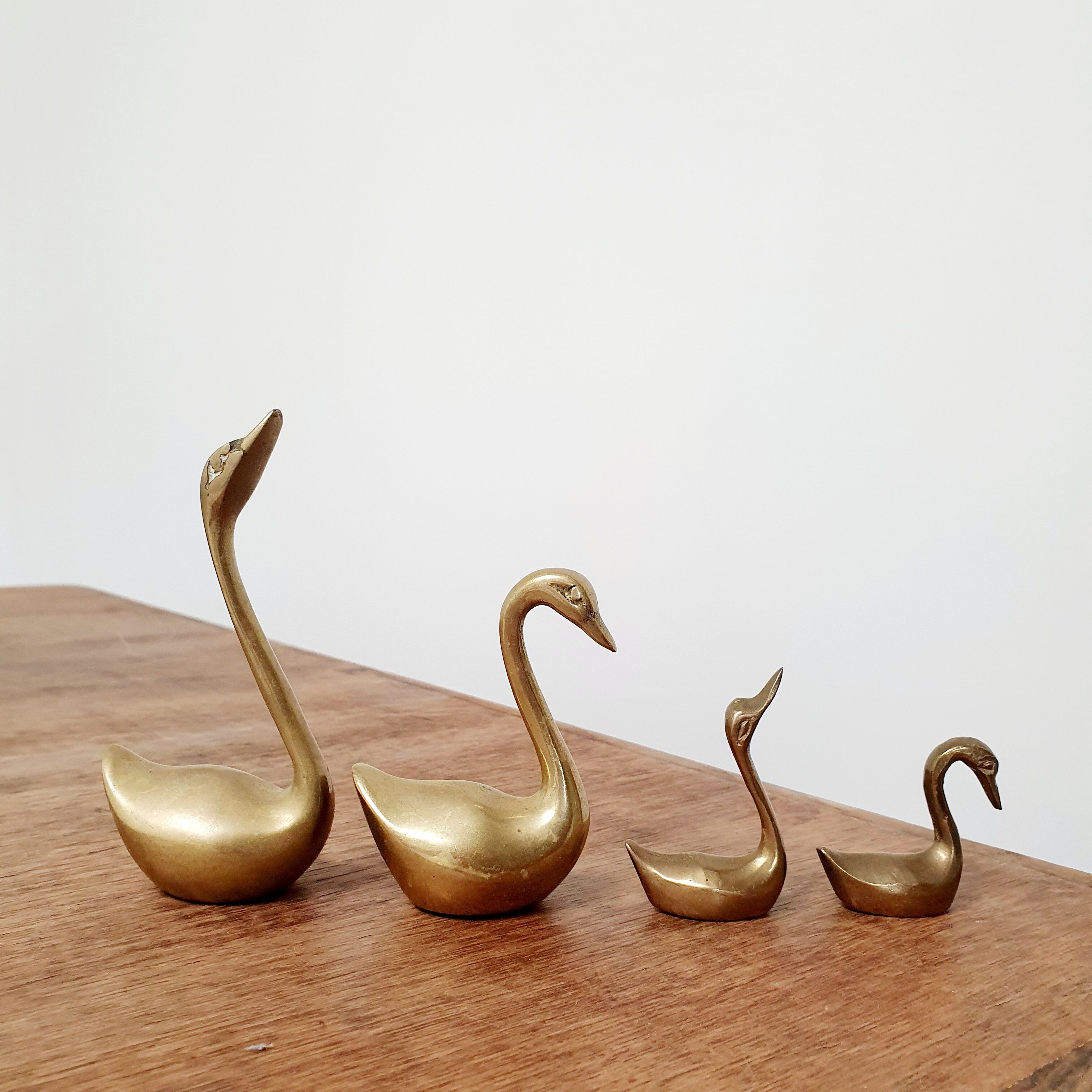 Brass swan family