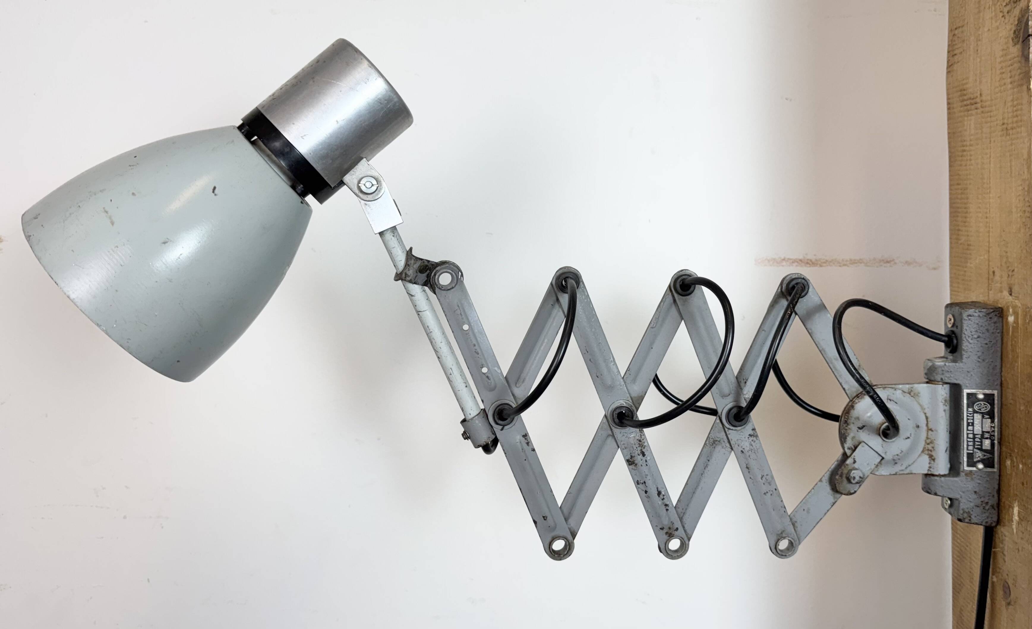 Industrial Grey Scissor Wall Lamp, 1960s
