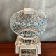 Old Bird Cage Hot Air Balloon Wood + Metal White Blue Vintage Deco