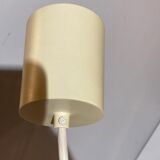 Brass and opal glass hanging space age lamp by Limburg Glashütte
