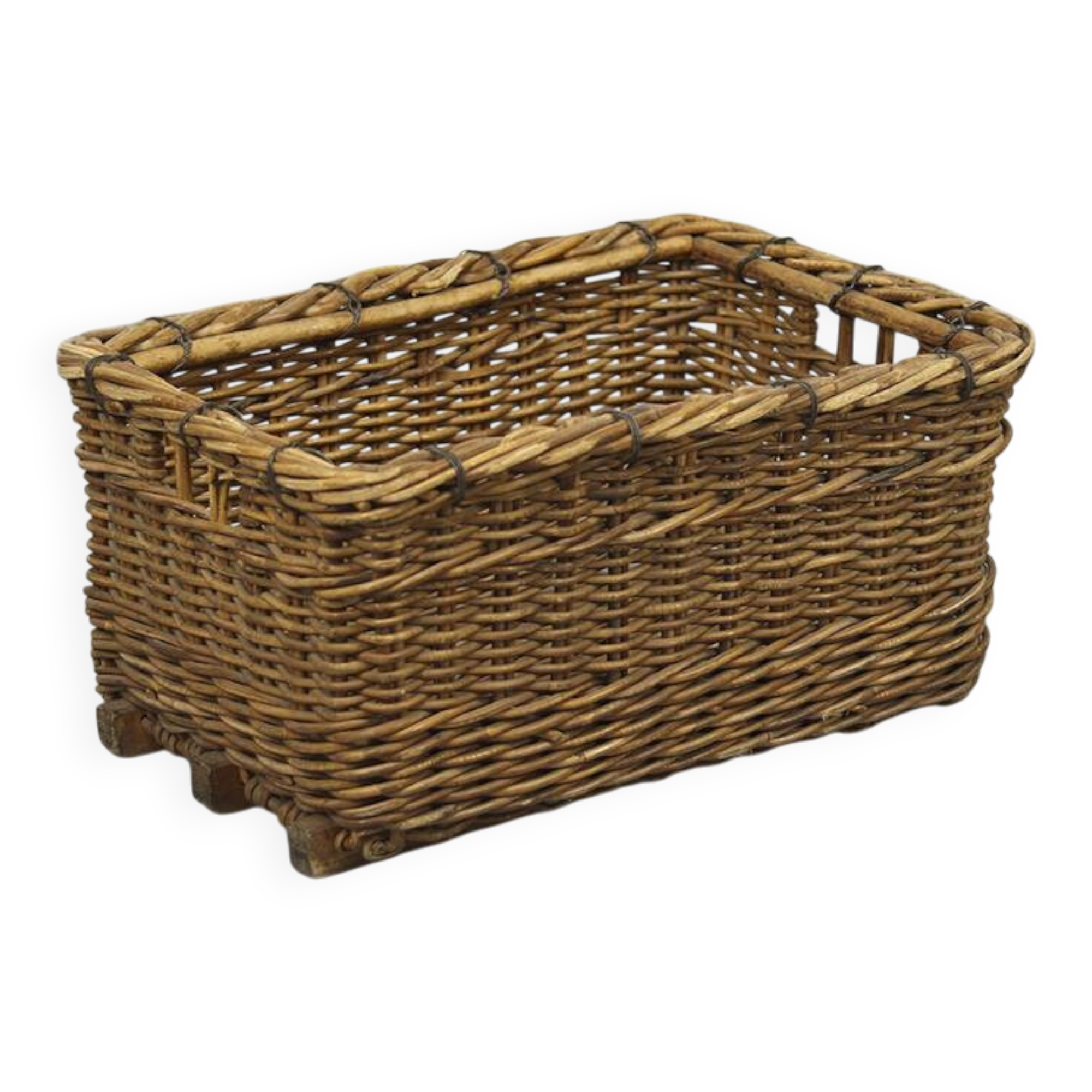 Antique industrial factory wicker basket