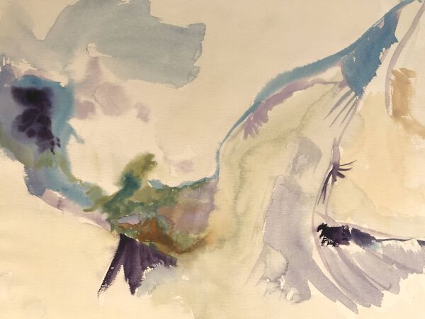 Aquarelle sur papier signée au pinceau Hervé Delatouche sans titre, 1972