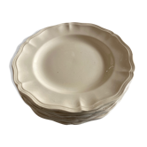 Set of 8 flat plates Ivory from Sarreguemines to godrons 24.5cm