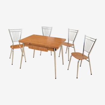 Table et 4 chaises en formica années 60