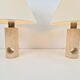 Vintage Travertine Brass Table Lamps attributed to Fratelli Mannelli, Italy, 1970s, Set of 2