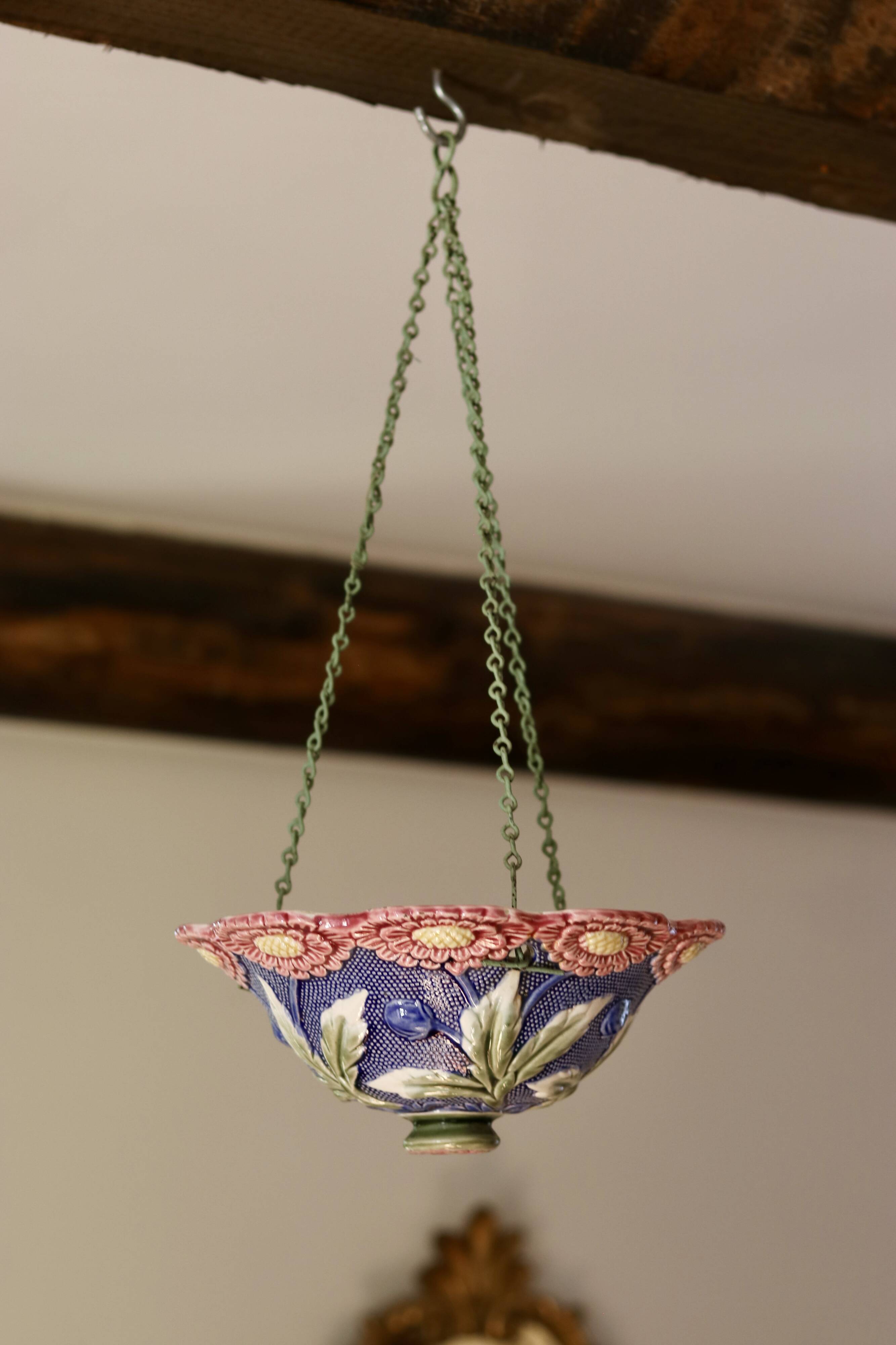 Hanging planter in slip circa 1900