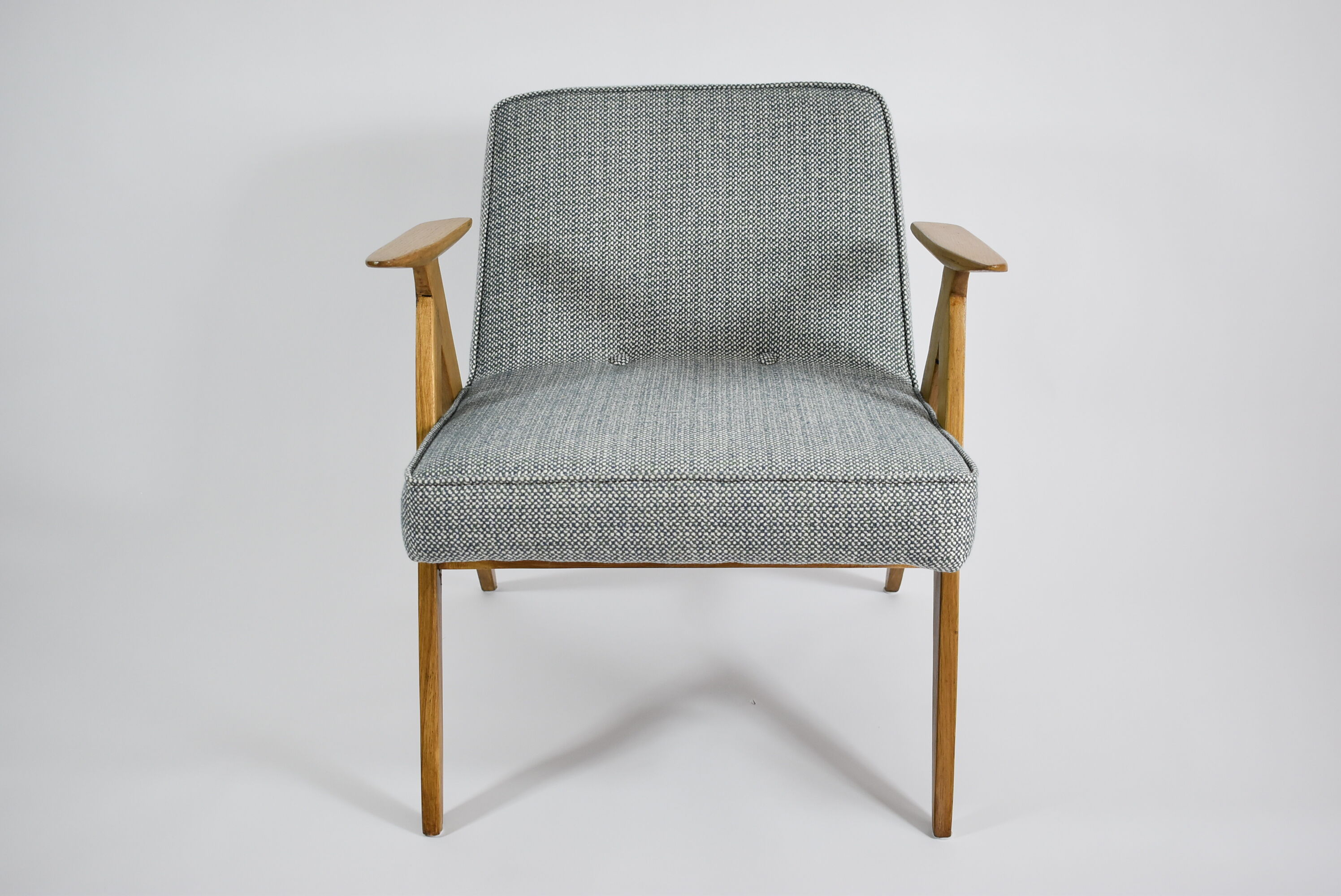 Original vintage armchair, 60s, fully restored, grey fabric