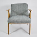 Original vintage armchair, 60s, fully restored, grey fabric