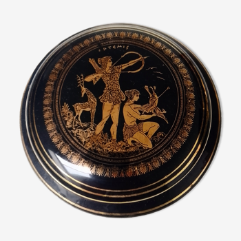 Handmade vintage Greek ceramic box, 24k gold