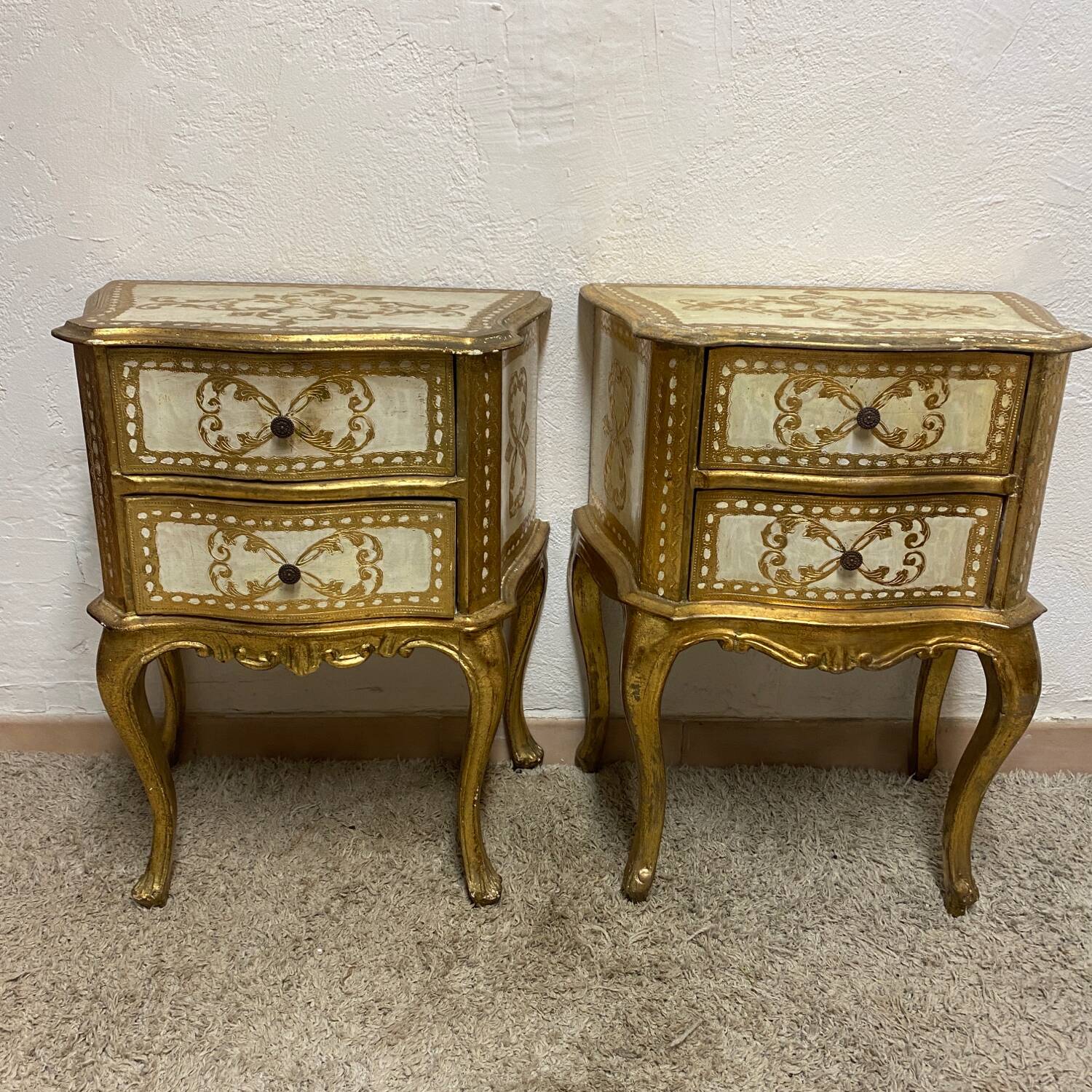 Pair of Italian Florentine bedside tables
