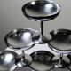 6 vintage dessert bowls on a pedestal in stainless steel in the style of Guy Degrenne.