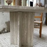Octagonal travertine coffee table