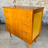 Two-color vintage chest of drawers with 4 drawers, circa 70's