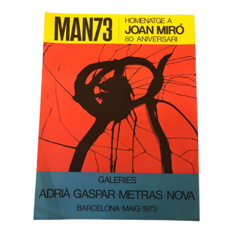 Affiche en lithographie de Joan Miro, Man 73, 1973