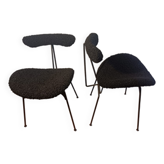 Lot de 2 chaises contemporaines design original, dossier en forme de T