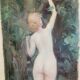 Grande étude de peinture à l'huile représentant un nu féminin vers 1900