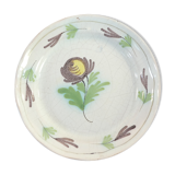 Plate cul noir 19 eme in faience of rouen de la metairie
