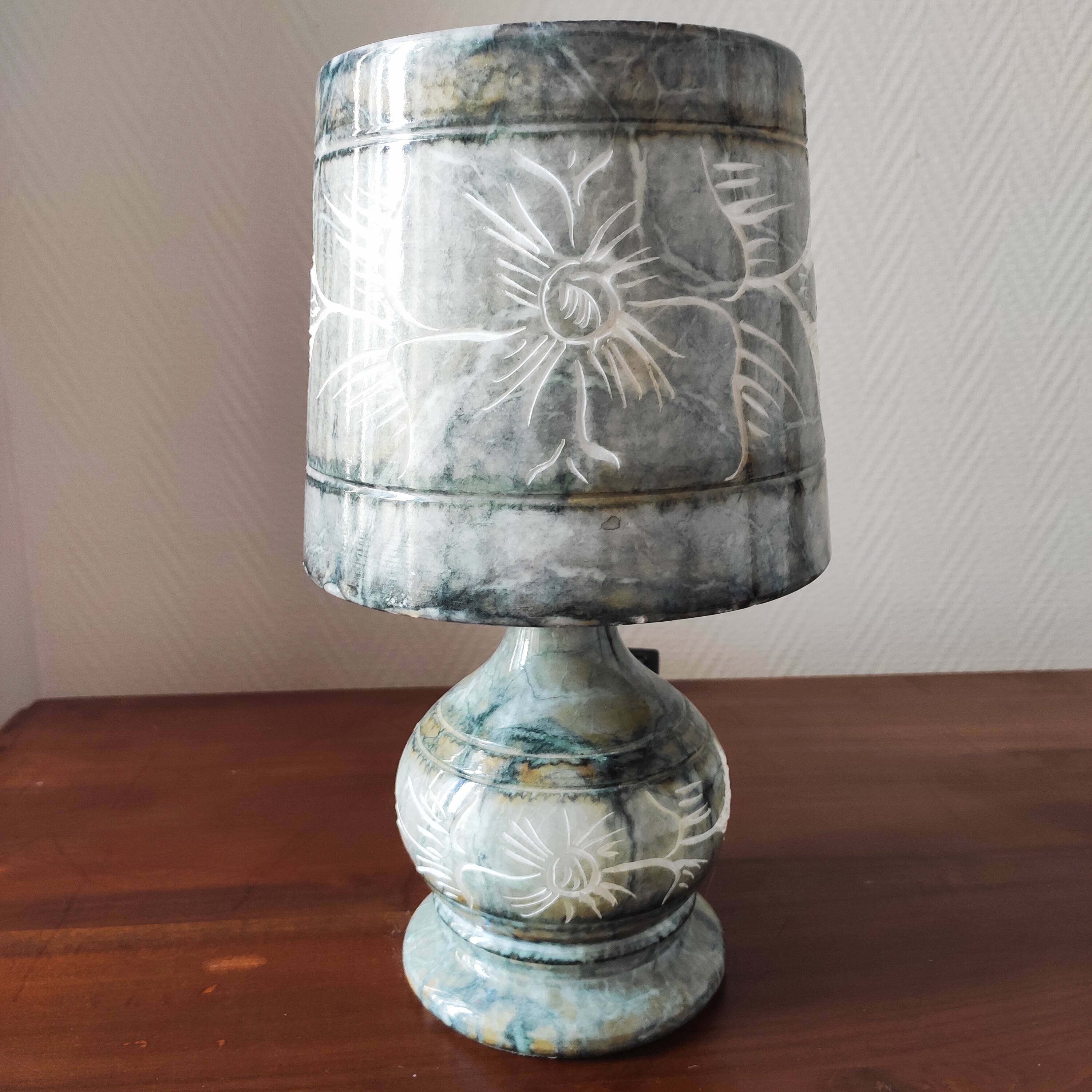 Lampe vintage 70 en onyx gris