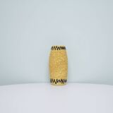 vintage mottled ochre yellow and brown zigzag vase West Germany