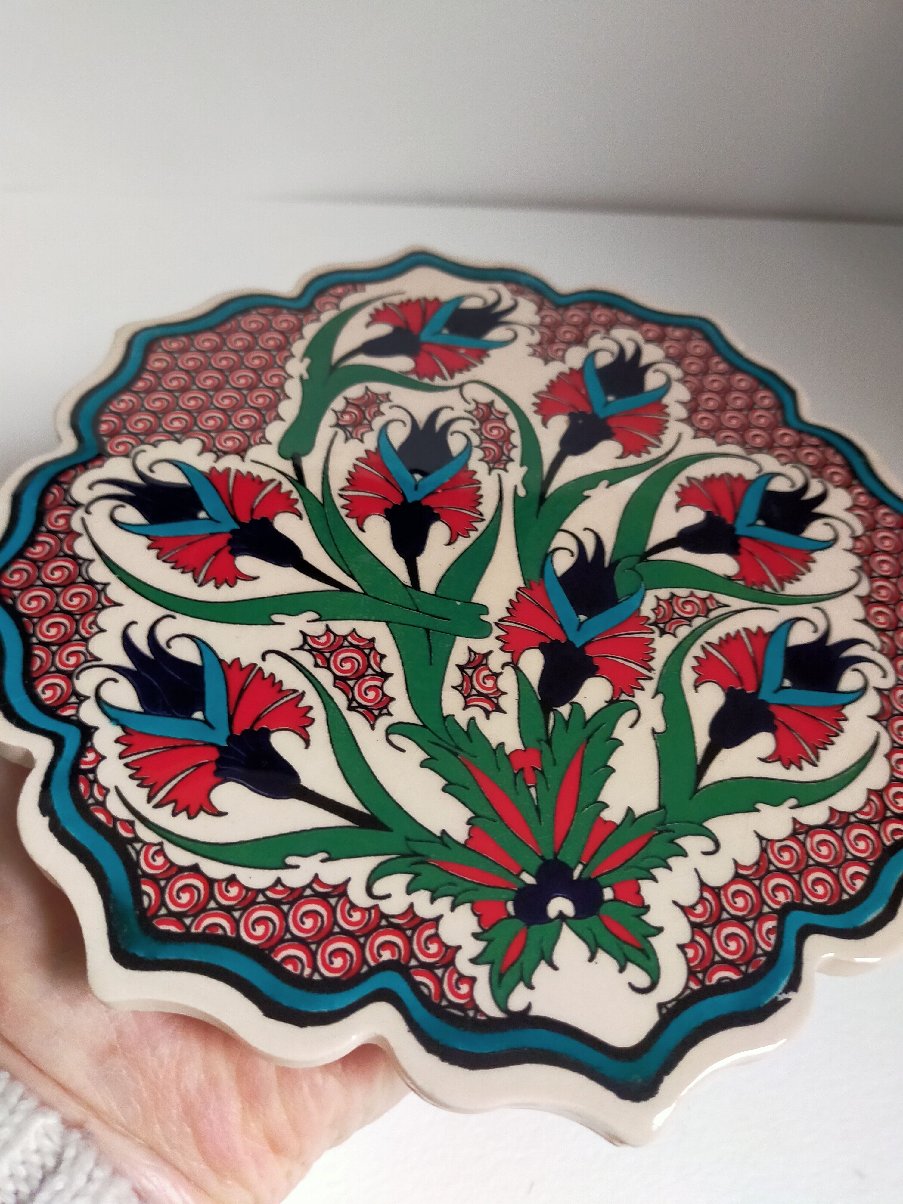 Flowery turkish trivet table mat