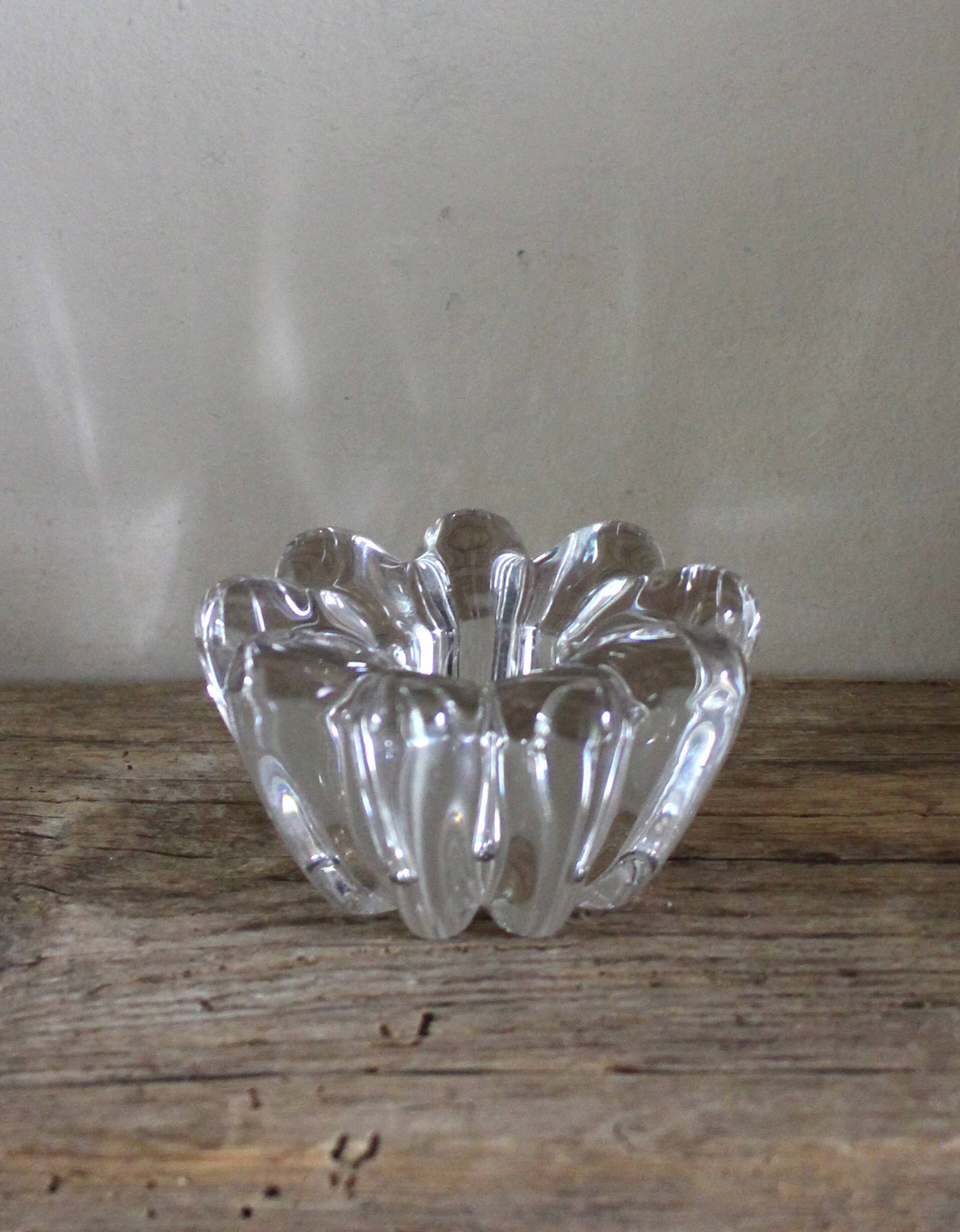 Glass flower candle holder vintage taper candle