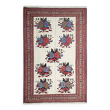 Afshar Sumakh Kilim Rug Cream Floral Design Handmade Wool 212x120cm