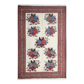 Tapis Kilim Afshar Sumakh couleur crème, motif floral, fait main en laine, 212 x 120 cm