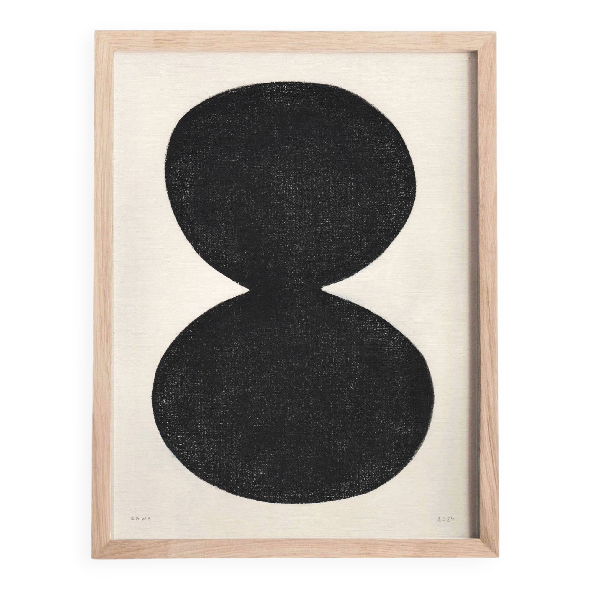 Abstract painting on paper - black illustration signed eawy