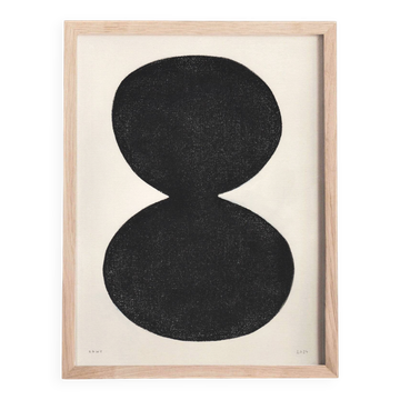 Peinture abstraite sur papier - illustration noire signée eawy
