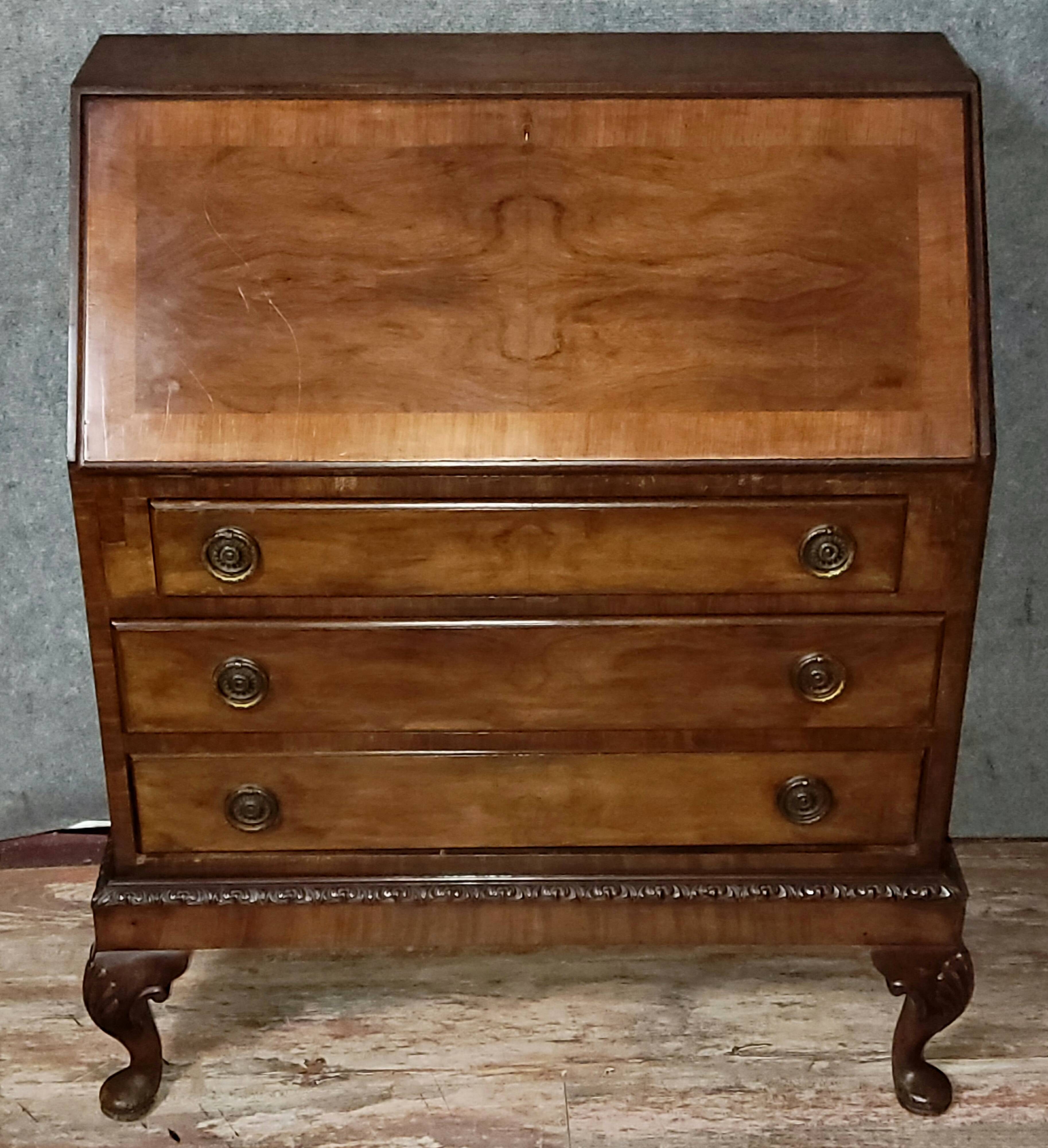 Secrétaire Anglais en acajou vers 1900