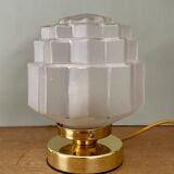Vintage art deco globe table lamp in frosted glass