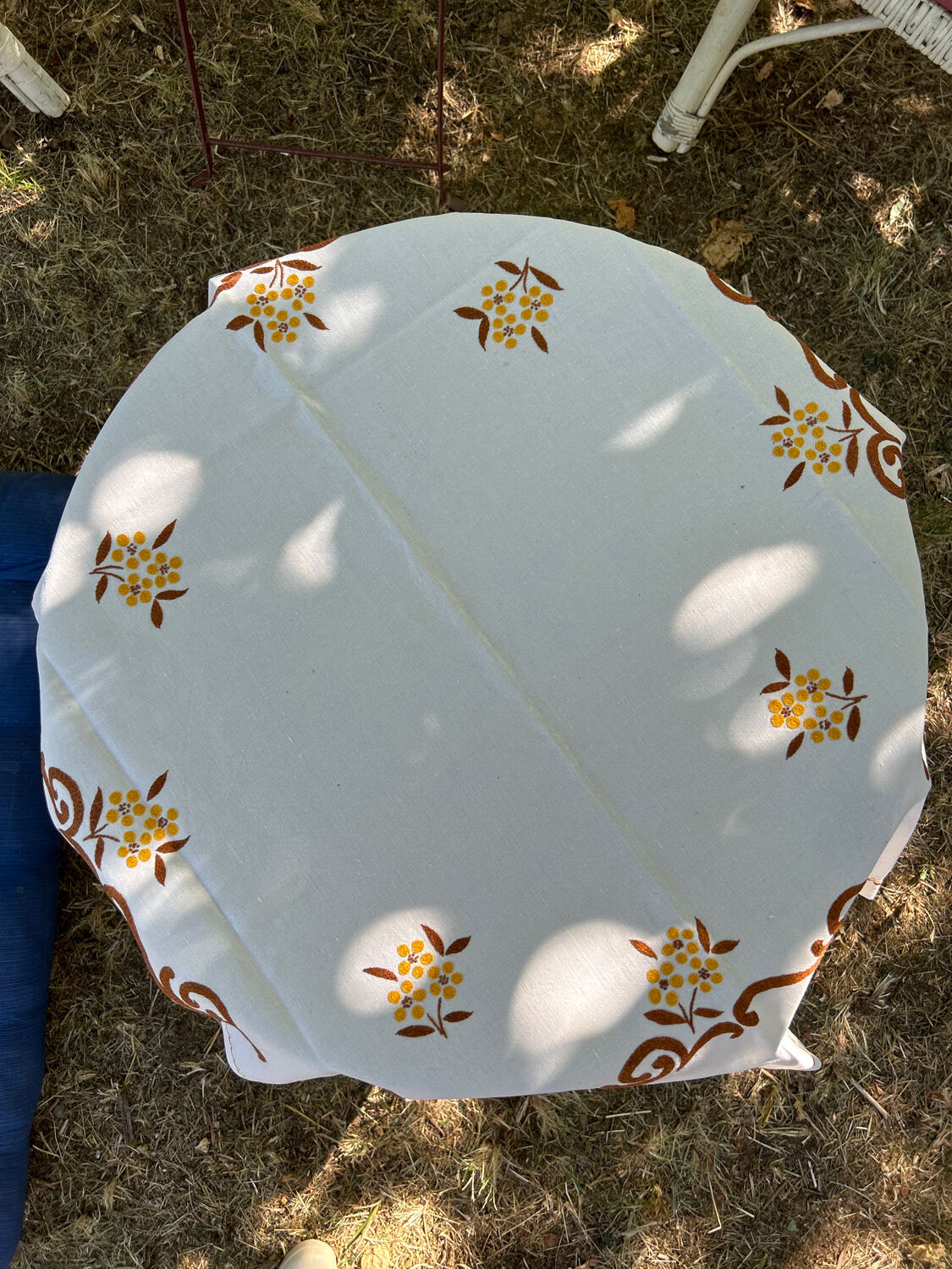 Vintage hand-embroidered square tablecloth