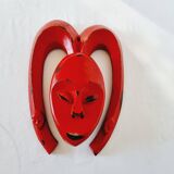 African Mask from Mali lacquered in red Exceptional piece