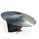 Postmodern Belgo Chrom table / oval glass top / 1980s