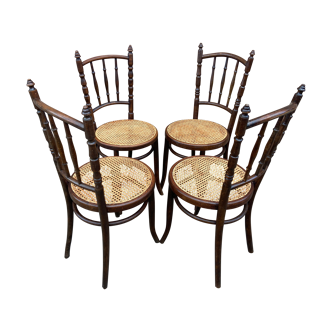 4 vintage curved wood coffee bistro chairs